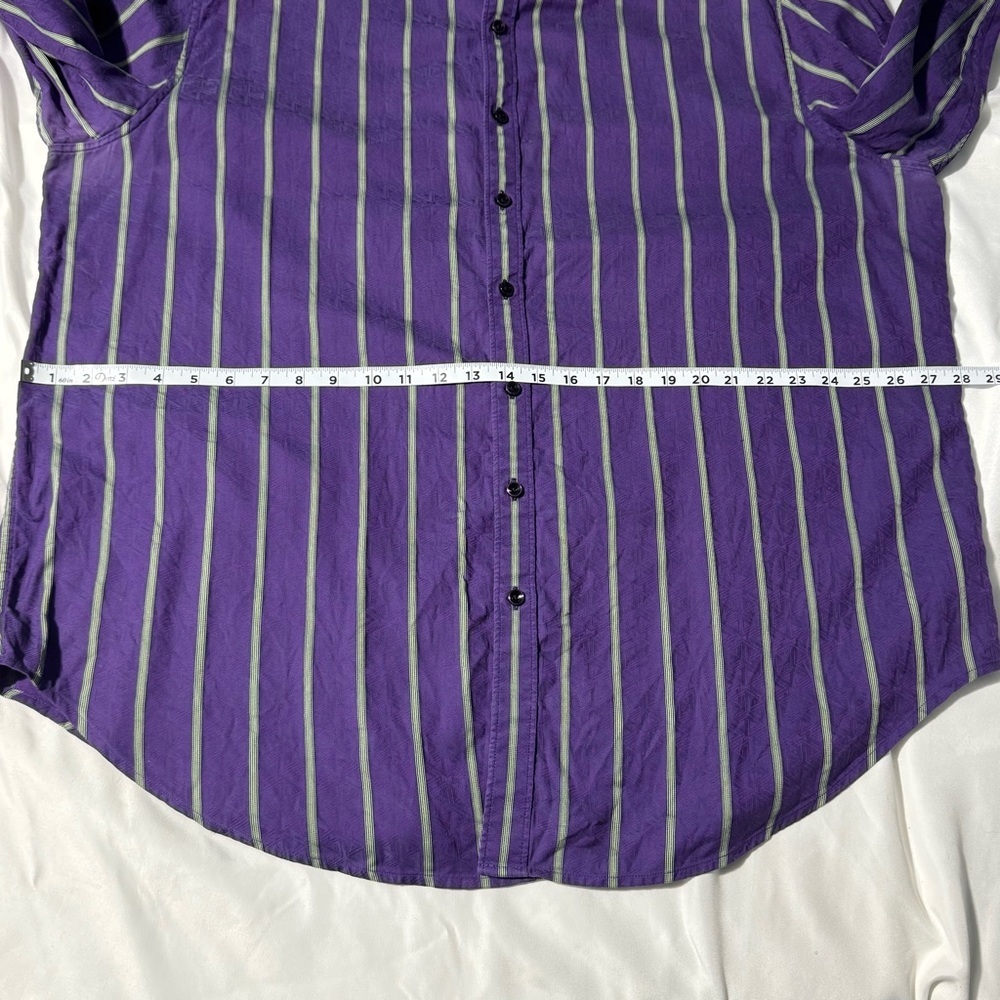Robert Graham Purple Striped Button-Up Shirt | Size 2XL | Flip Cuff Detail - Picture 13 of 16